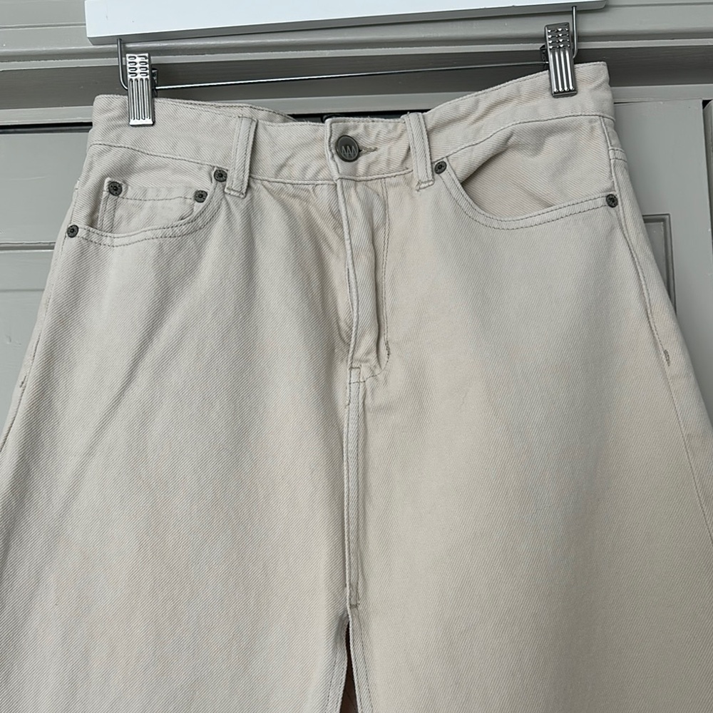 Women's Cream Denim Maxi Skirt - Picture 2 of 7